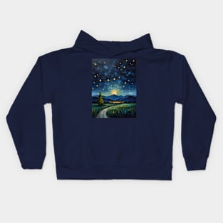 night moon and mountains Kids Hoodie